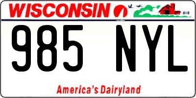 WI license plate 985NYL