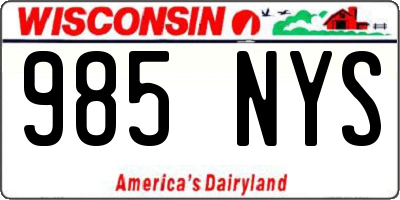 WI license plate 985NYS