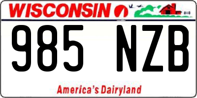 WI license plate 985NZB