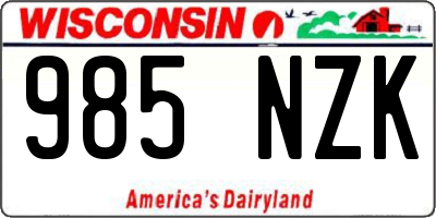 WI license plate 985NZK