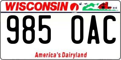 WI license plate 985OAC