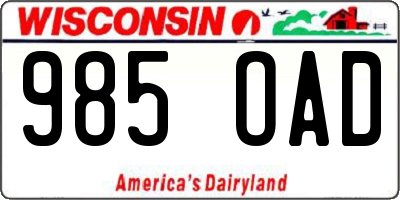 WI license plate 985OAD