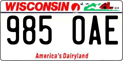 WI license plate 985OAE