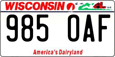 WI license plate 985OAF