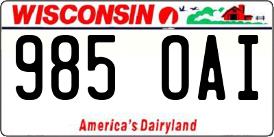 WI license plate 985OAI
