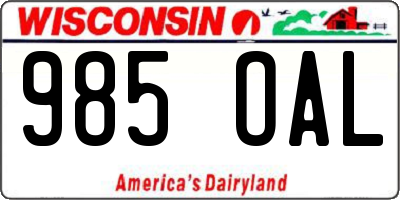 WI license plate 985OAL