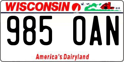 WI license plate 985OAN