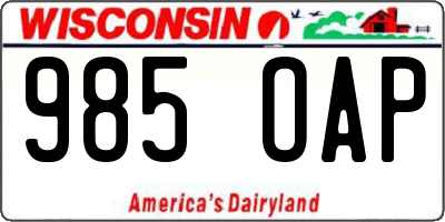 WI license plate 985OAP