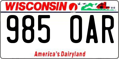 WI license plate 985OAR