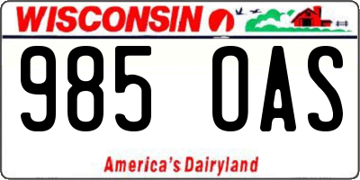 WI license plate 985OAS