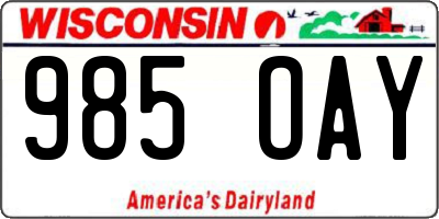 WI license plate 985OAY
