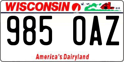 WI license plate 985OAZ
