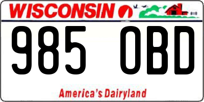 WI license plate 985OBD