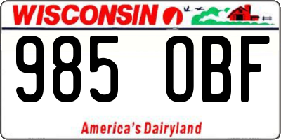 WI license plate 985OBF