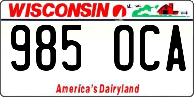 WI license plate 985OCA