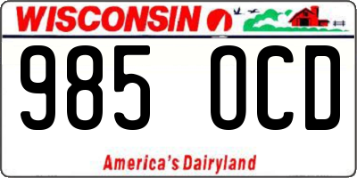 WI license plate 985OCD