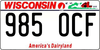 WI license plate 985OCF