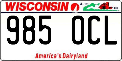 WI license plate 985OCL