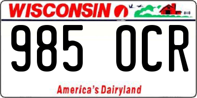 WI license plate 985OCR