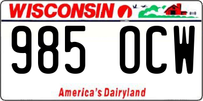 WI license plate 985OCW