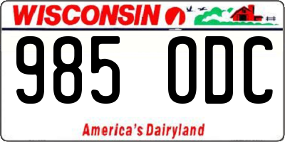 WI license plate 985ODC