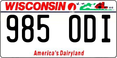 WI license plate 985ODI