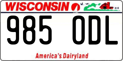 WI license plate 985ODL