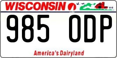WI license plate 985ODP