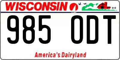 WI license plate 985ODT