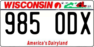 WI license plate 985ODX