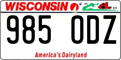 WI license plate 985ODZ