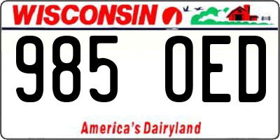 WI license plate 985OED