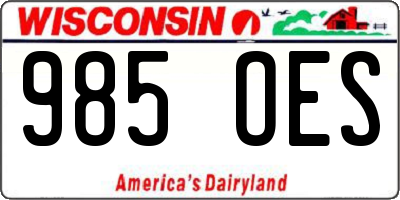 WI license plate 985OES