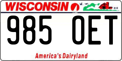 WI license plate 985OET
