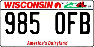 WI license plate 985OFB