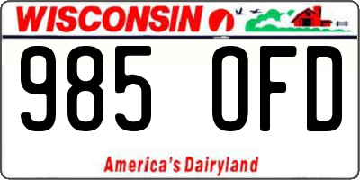 WI license plate 985OFD