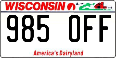 WI license plate 985OFF