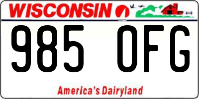 WI license plate 985OFG