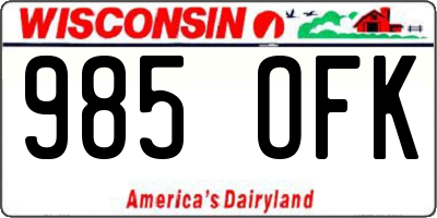 WI license plate 985OFK