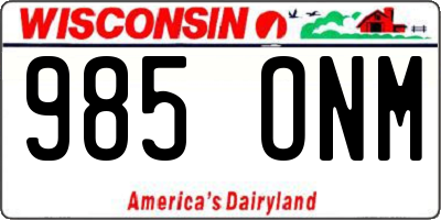 WI license plate 985ONM