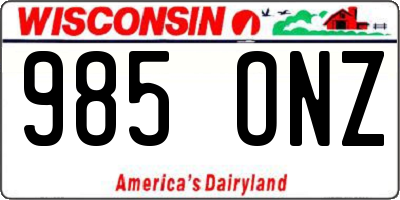 WI license plate 985ONZ