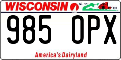 WI license plate 985OPX
