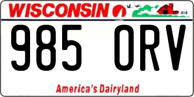 WI license plate 985ORV