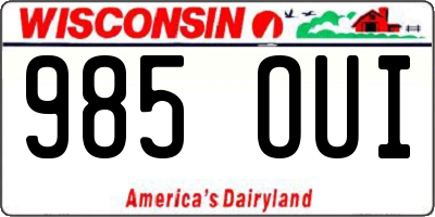 WI license plate 985OUI