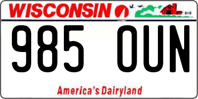 WI license plate 985OUN