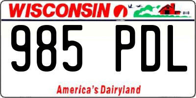 WI license plate 985PDL