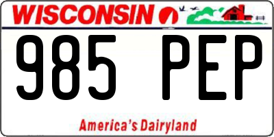 WI license plate 985PEP