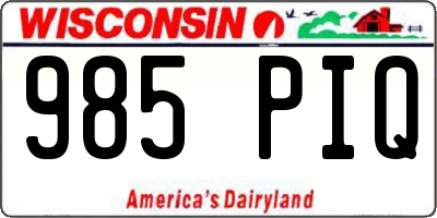 WI license plate 985PIQ