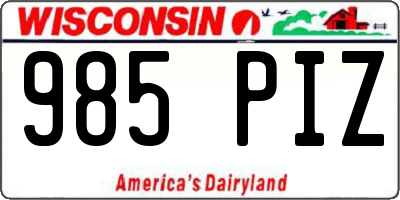 WI license plate 985PIZ