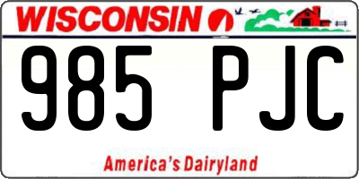 WI license plate 985PJC